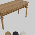 Wooden Dressing Table Featuring Light Oak Top Black Carved Legs and Storage Drawers