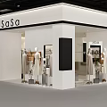 Modern Clothing Store Interior With Clothes On Racks White Black Decor Mirrors And Display Area