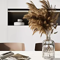 Modern Open Living Dining Room Interior With White Sofa Coffee Table Plants And Cabinets