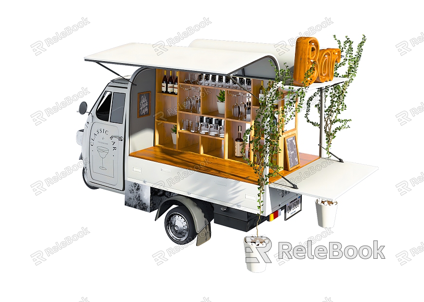 Modern Vans Vending Car Tavern Booth Car Vending Car Mobile Booth model