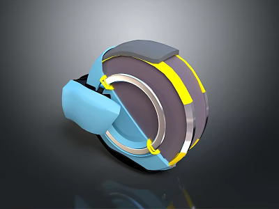 3D Tire Design With Blue Yellow Gray Rims And Wheel Structure 3d model