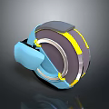 3D Tire Design With Blue Yellow Gray Rims And Wheel Structure