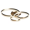 Modern Ceiling Light with Three Circular Rings and Golden Frame White Light Design 3d model