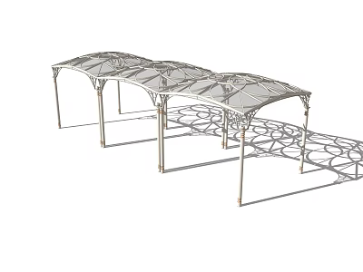 Decorative Outdoor Garden Ornament With Metal Arched Pergola And Openwork Design 3d model