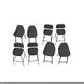 Various Style Bar Stools with Black Metal Frames and Gray Upholstery 3d model