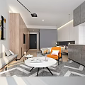 Modern Apartment Interior Design With Bedroom Wooden Flooring Window Table And Chairs