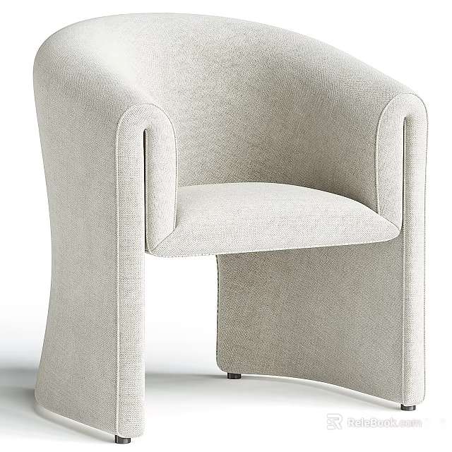 Light Beige Upholstered Leisure Chair With Modern Curved Armrests And Sleek Lines 3d model 