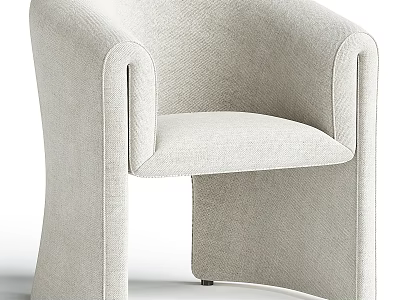 Light Beige Upholstered Leisure Chair With Modern Curved Armrests And Sleek Lines 3d model