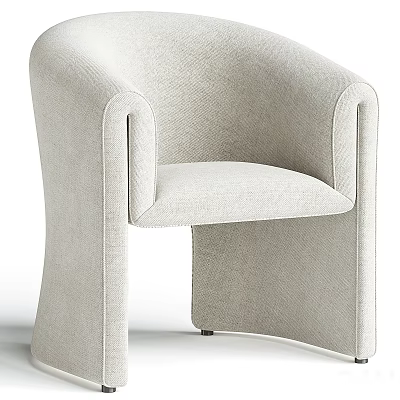Light Beige Upholstered Leisure Chair With Modern Curved Armrests And Sleek Lines 3d model