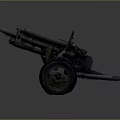 Old Military Artillery Gun With Metal Wheels Rusty Barrel And Worn Surface