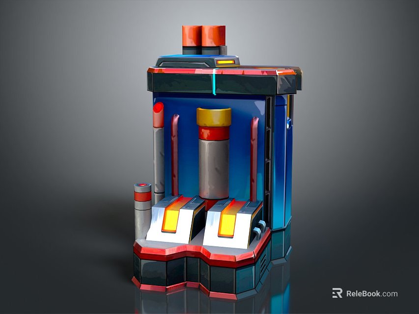 Smart Machine Featuring Red And Yellow Components Cylindrical Structure And Modern Design 3d model 