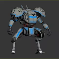 Futuristic Blue And White Robot Character With Mechanical Armor And Limbs