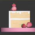 Delicious Layered Cake With Cream Frosting And Fresh Strawberry Decorations On Pink Stand