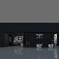 BOY LONDON Exhibition Booth With Black Exterior And Large Screen 3d model