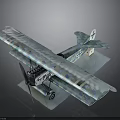 Space Themed Biplane Model With Camouflage Pattern And Cross Symbol On Platform