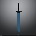 Blue 3D Model Sword With Black Hilt Diamond Top And Circular Guard