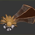 Game Movie Character Featuring Long Orange Hair Green Eyes White Orange Dress Brown Net Headdress