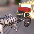 Ornate Horse-Drawn Carriage With White Horses Golden Accents And Red Seats Elegant Vintage Design