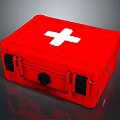Red First Aid Kit With White Cross And Secure Locking Design