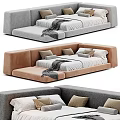 Elegant Modern Gray And Brown Velvet Sofa Bed With Pillows And Blankets