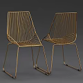 Golden Modern Wire Stools With Sleek Structure And Contemporary Design 3d model