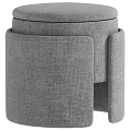 Modern Light Beige Fabric Stool With Upholstered Seat For Living Room Decor