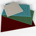 Colorful Square Rugs With Geometric Patterns In Red Blue Green And Beige Tones