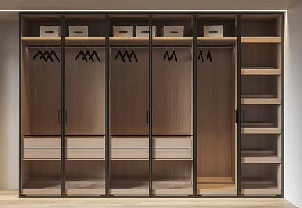 Glass Door Wardrobe Light Luxury Wardrobe Drying Rack Storage Box 3d model