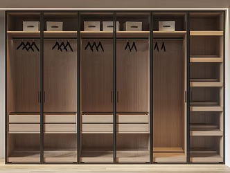 Glass Door Wardrobe Light Luxury Wardrobe Drying Rack Storage Box 3d model