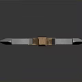 Decorative Double Bladed Axe With Metal Blades Red And Brown Handle And Intricate Design