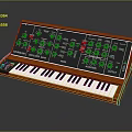 Moog Synthesizer With Wooden Case Front Panel Knobs Buttons And Keyboard