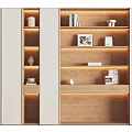 Modern Wooden Bookcase With Built In LED Lighting And Decorative Shelves