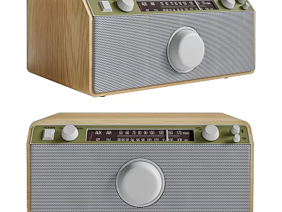 Vintage Sound Speaker With Wooden Case FM Tuner Dial And Control Knobs Design 3d model