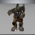 Orc Warrior Character With Green Skin Horns Spiked Armor Orange Belt And Metal Boots