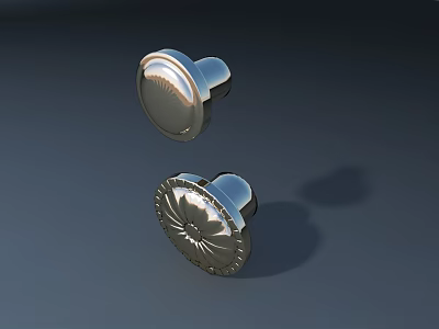 Shiny Metal Cabinet Knobs With Smooth And Carved Surface For Furniture 3d model