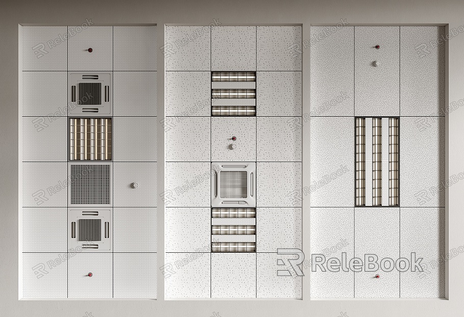 Modern Grille Lamp Punched Aluminum Ceiling Air Conditioning Mineral Cotton Board Ceiling Spray Smoke Sense model