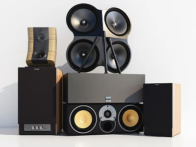 Home Audio Speakers System With Stylish Design And Multiple Woofers 3d model