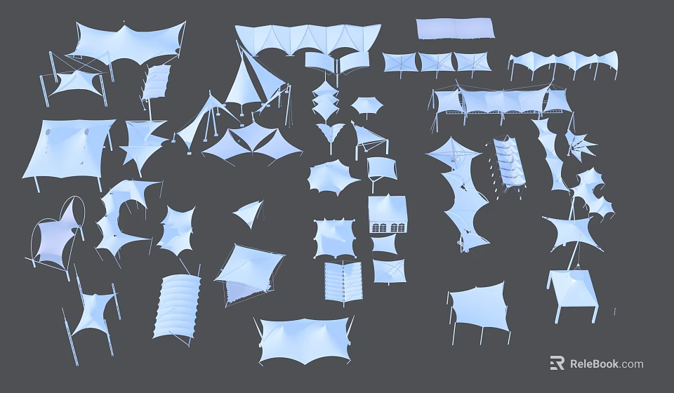 Modern Tensile Membrane Structures With Various Shapes And Architectural Designs 3d model 