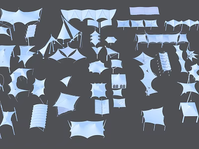 Modern Tensile Membrane Structures With Various Shapes And Architectural Designs 3d model