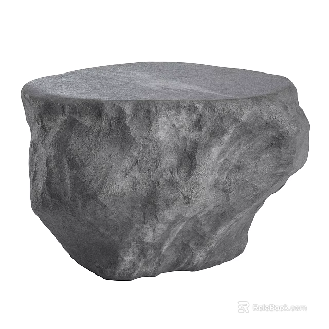 Natural Gray Stone Coffee Table With Irregular Shape And Surface Texture 3d model 