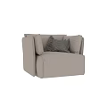 Beige Fabric Lounge Chair With Plaid Cushions And Modern Comfortable Design