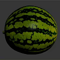 Fresh Ripe Watermelon With Green And Yellow Stripes On Smooth Surface