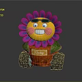 Cartoon Scene With Sunflower Character Smiling Face Sunglasses And Tracked Pot Named Daisy