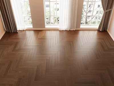 Modern Herringbone Wooden Flooring With Warm Natural Tone In Interior Space 3d model