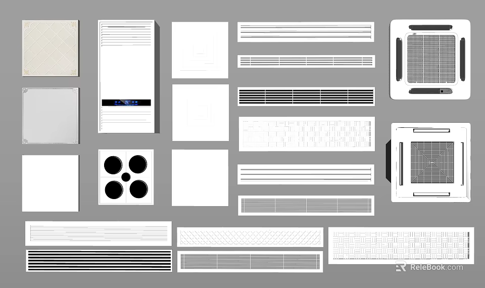 Various Modern AC Air Vents with Different Design Styles and Patterns 3d model 
