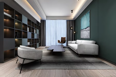 Modern Living Room Living Room Dining Room Background Wall Sofa 3d model