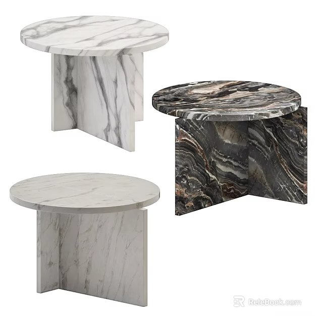 Modern Marble Coffee Tables With Various Round Designs And Sleek Styles 3d model