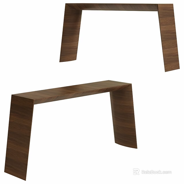 Modern Wooden Bench With Natural Wood Texture And Sleek Support Legs 3d model 
