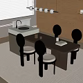 Middle Ancient Style Island Table Dining Table and Chair Combination 3d model