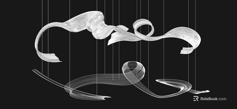 Abstract Pendant Light with Twisted Flowing Lines and Modern Artistic Design 3d model 